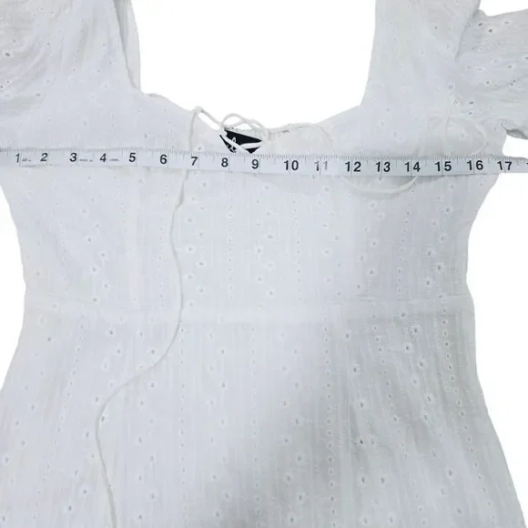 LULUS Rapunzel‎ White Eyelet Lace Mini Dress Medium - Picture 10 of 10